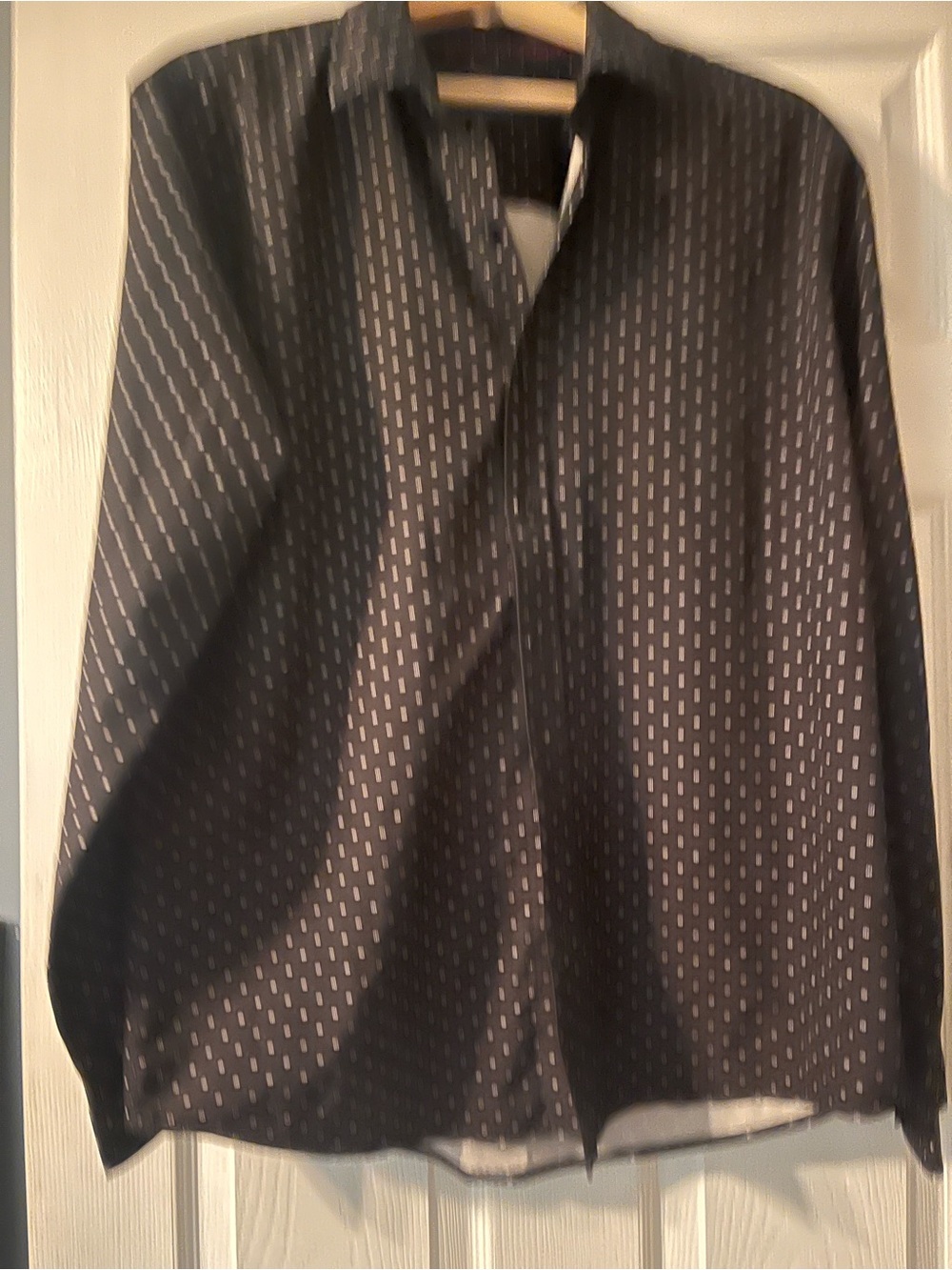 Men's Black Patterned Long-Sleeve Dress Shirt